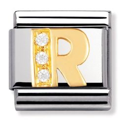 Nomination Classic - BUCHSTABEN Edelstahl, 18K-Gold und Cubic Zirc. (R)