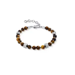 Coeur de Lion Armband - Tigerauge Kugeln mit Mini Spikes Cubes - 092630.1100.0