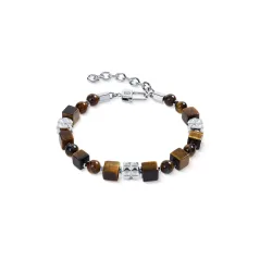 Coeur de Lion Armband - Tigerauge Cubes und Kugeln mit Spikes Cubes - 092730.1100.0