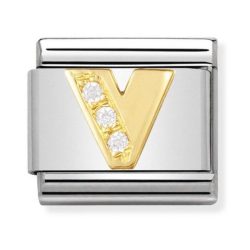 Nomination Classic - BUCHSTABEN Edelstahl, 18K-Gold und Cubic Zirc. (V)