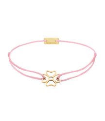Momentoss Filo Armband - Textil - Dunkelrosa - vergoldet - Kleeblatt - 21200926