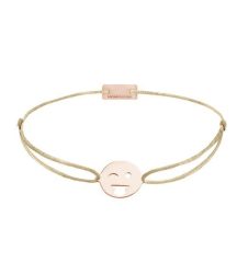 Momentoss Filo Armband - Textil - Beige - rosé vergoldet - Emoji One - zwinkern - 21201403