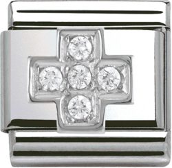 Nomination Classic - SilverShine aus Edelstahl mit 925er Silber und Zirkonia - Kreuz - 330304/03