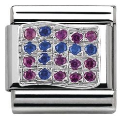 Nomination Classic - Composable Classic Flaggen - Silber, Zirkonia - Norwegen - 330318/15