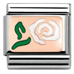 Nomination Anhänger - Composable Classic - 9k Rosegold, Emaille - Rose Grün Weiss - 430201/09