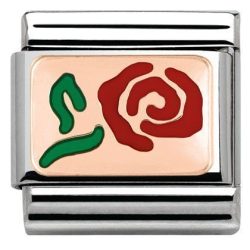 Nomination Anhänger - Composable Classic - 9k Rosegold, Emaille - Rote Rose - 430201/10