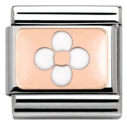 Nomination Anhänger - Composable Classic - 9k Rosegold, Emaille - Blüte Weiss - 430201/11