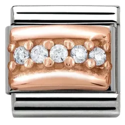 Nomination Anhänger - Composable Classic - 9k Rosegold, Zirkonia - Weiss - 430304/01