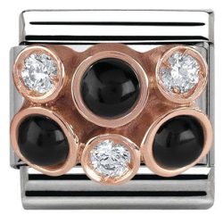 Nomination Classic - Composable Classic - 9k Roségold, Edelstahl, Edelsteine - Haufen mit schwarzem Achat - 430307/05