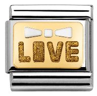 Nomination Classic - Emaille, Gold - Weiße Schleife LOVE - 030280/47