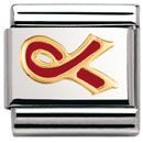 Nomination Classic - DAILY LIFE Edelstahl, Email und 18K-Gold (Schleife ROT (Kampf gegen AIDS))