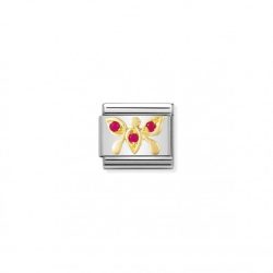 Nomination Classic - TIERE - LUFT Edelstahl, 18K-Gold und Cubic Zirc. (Schmetterling ROT)