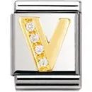 Nomination BIG - BUCHSTABEN Edelstahl, 18K-Gold und Cubic Zirc. (V)