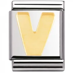Nomination BIG - BUCHSTABE Edelstahl und 18K-Gold (V)