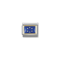 Nomination Classic - FLAGGE EUROPA Edelstahl, Email und 18K-Gold (EUROPA BLAU)