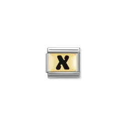 Nomination Classic - SCHWARZE BUCHSTABEN Edelstahl und 18K-Gold (X)
