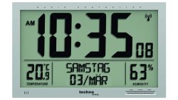 Techno Line WS 8013 Funk Wanduhr 36.9 cm x 22.9 cm x 2.4 cm Silber Großes Display