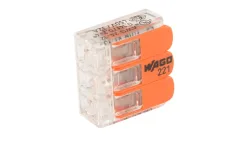 WAGO 221-413-50 221 Verbindungsklemme flexibel: 0.14-4 mm² starr: 0.2-4 mm² Polzahl: 3 50 St. Transparent, Orange Box