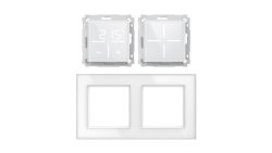 Homematic IP Smart Home Set Glasserie Weiß, Glastaster, Thermostat, 2-Fach Rahmen