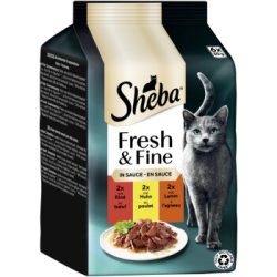 Sheba Fresh Fine Nassfutter Katze Adult Multipack in Sauce Rind, Huhn und Lamm 36x50 g