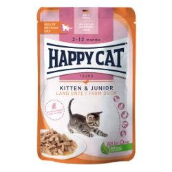 HAPPY CAT Young Nassfutter Katze Kitten & Junior, Land Ente, Meat in Sauce 20x85 g