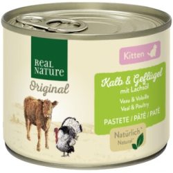 REAL NATURE Original Nassfutter Katze, Kitten, Kalb und Geflügel mit Lachsöl 6x200 g