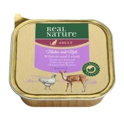 REAL NATURE Original Nassfutter für Katzen, Adult, Huhn mit Reh, Wildreis und Leinöl 16x100 g