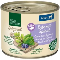 REAL NATURE Original Superfood Nassfutter für Hunde Adult Ente mit Spinat 24x200 g