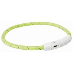 Trixie Flash Leuchtring USB, Nylon grün L-XL
