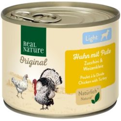 REAL NATURE Original Light Nassfutter für Hunde Huhn und Pute 12x200 g