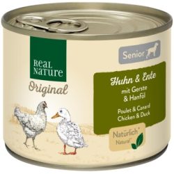 REAL NATURE Original Nassfutter für Hunde Senior Huhn und Ente 12x200 g