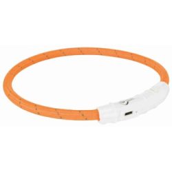 Trixie Flash Leuchtring USB, Nylon orange L-XL