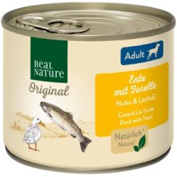 REAL NATURE Original Nassfutter für Hunde Adult Ente mit Forelle 12x200 g