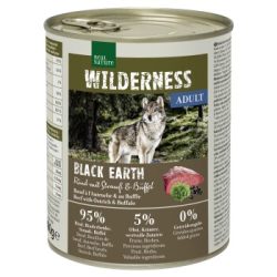 REAL NATURE WILDERNESS Nassfutter für Hunde Adult Black Earth, Rind mit Strauß und Büffel 24x800 g