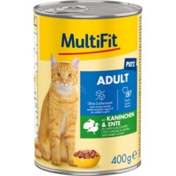 MultiFit Nassfutter Katze Adult, Paté, Kaninchen und Ente 24x400 g