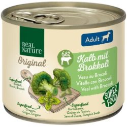 REAL NATURE Original Superfood Nassfutter für Hunde Adult Kalb mit Brokkoli 12x200 g