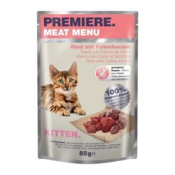 PREMIERE Meat Menu Kitten mit Rind und Putenherzen 24x85 g