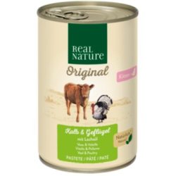 REAL NATURE Original Nassfutter Katze, Kitten Kalb und Geflügel mit Lachsöl 6x400 g