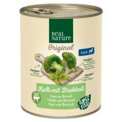 REAL NATURE Original Superfood Nassfutter für Hunde Adult Kalb mit Brokkoli 24x800 g