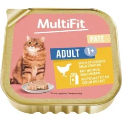 MultiFit Nassfutter Katze Adult, Paté, mit Huhn und Milchkern 16x100 g