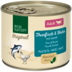 REAL NATURE Original Nassfutter Katze, Adult Thunfisch und Huhn mit Leinöl 24x200 g
