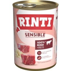 RINTI Sensible Nassfutter Hund, Adult, Dose 12x400 g Rind und Reis 12x400 g