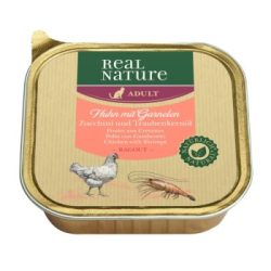 REAL NATURE Original Nassfutter für Katzen, Adult, Garnele und Huhn mit Zucchini und Traubenkernöl 16x100 g