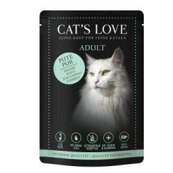 CAT'S LOVE Nassfutter Katze Adult in Gelee Pute pur mit Lachsöl und Katzengamander 24x85 g