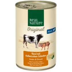 REAL NATURE Original Nassfutter für Hunde Adult Rind mit italienischem Schinken 6x400 g