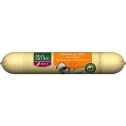 REAL NATURE Original Nassfutter Katze, Adult, Katzenwurst 12x70 g Truthahn und Huhn mit Leinsamen 12x70 g