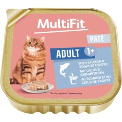 MultiFit Nassfutter Katze Adult, Paté, mit Lachs und Joghurtkern 16x100 g