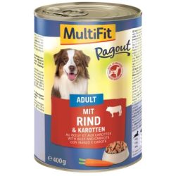 MultiFit Nassfutter Hund, Adult Ragout Rind und Karotten 6x400 g