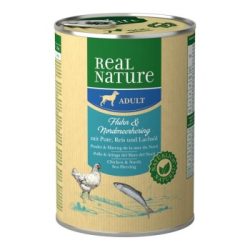 REAL NATURE Original Nassfutter für Hunde Adult Huhn und Nordmeerhering 12x400 g