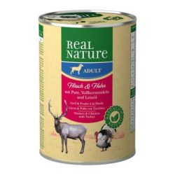 REAL NATURE Original Nassfutter für Hunde Adult Hirsch und Huhn 24x400 g